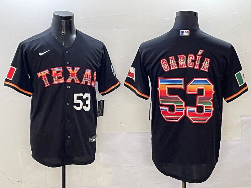 Men Texas Rangers #53 Garcia Black Mexico 2025 Nike MLB Jersey style 6